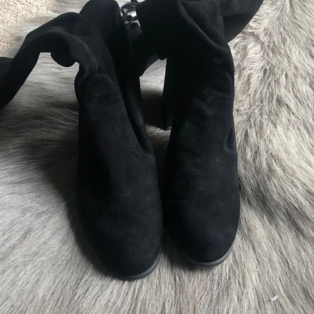 Stuart Weitzman Tieland Black Over-the-Knee Suede Boots